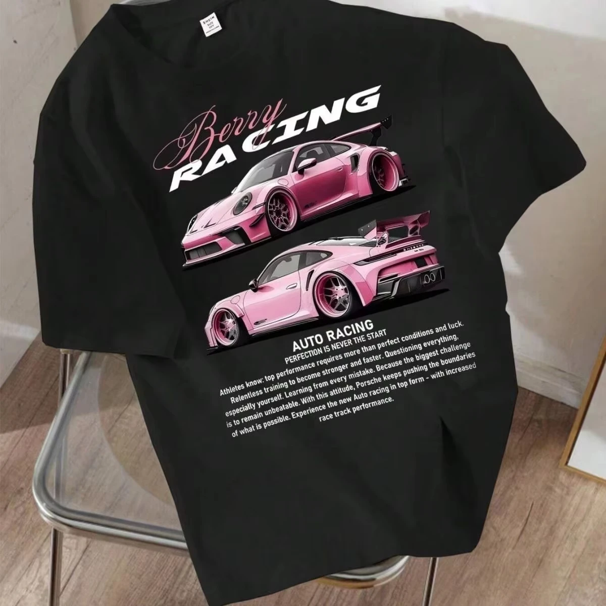 

Summer hot style simple style fashion trend men and women the same style car sports car motorcycle print high-end short-sleeved