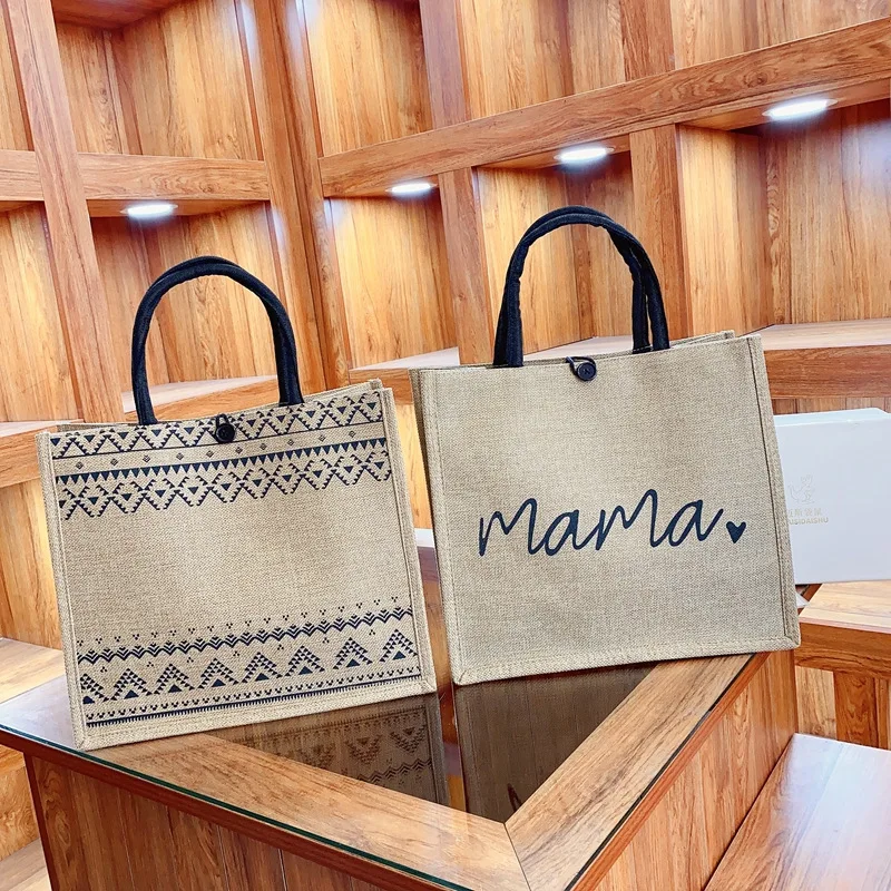 

Linen tote bag large capacity bag 2025 new high-end commuting mommy bag makeup bag storage bag