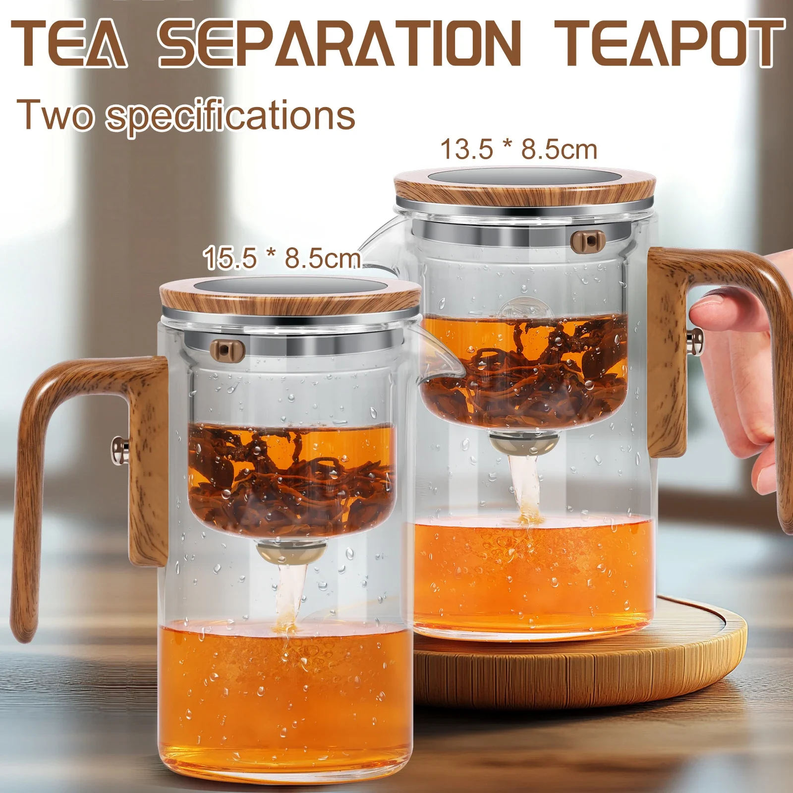 

Creative Water Separation Teapot One Click Magnetic Switch Tea Separation Filtration Glass Tea Pot Lazy Tea Making Artifact