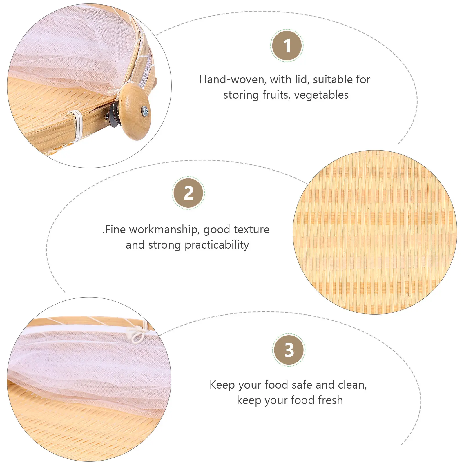 

Mosquito Anti-grid Basket Rustic Decor Storage Outdoor Kitchen Bamboo Bread Baskets Woven Toddler Small Fruit and Vegetable
