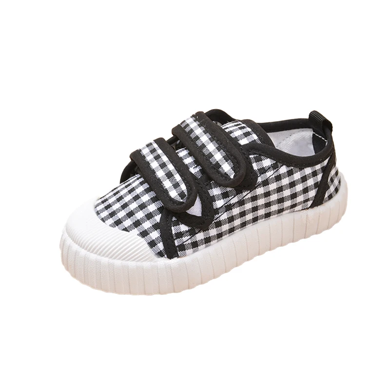 Boys and Girls Plaid Canvas Children\'s Shoes Casual Low Top Soft Soles for Small Kids Sneakers ED7017