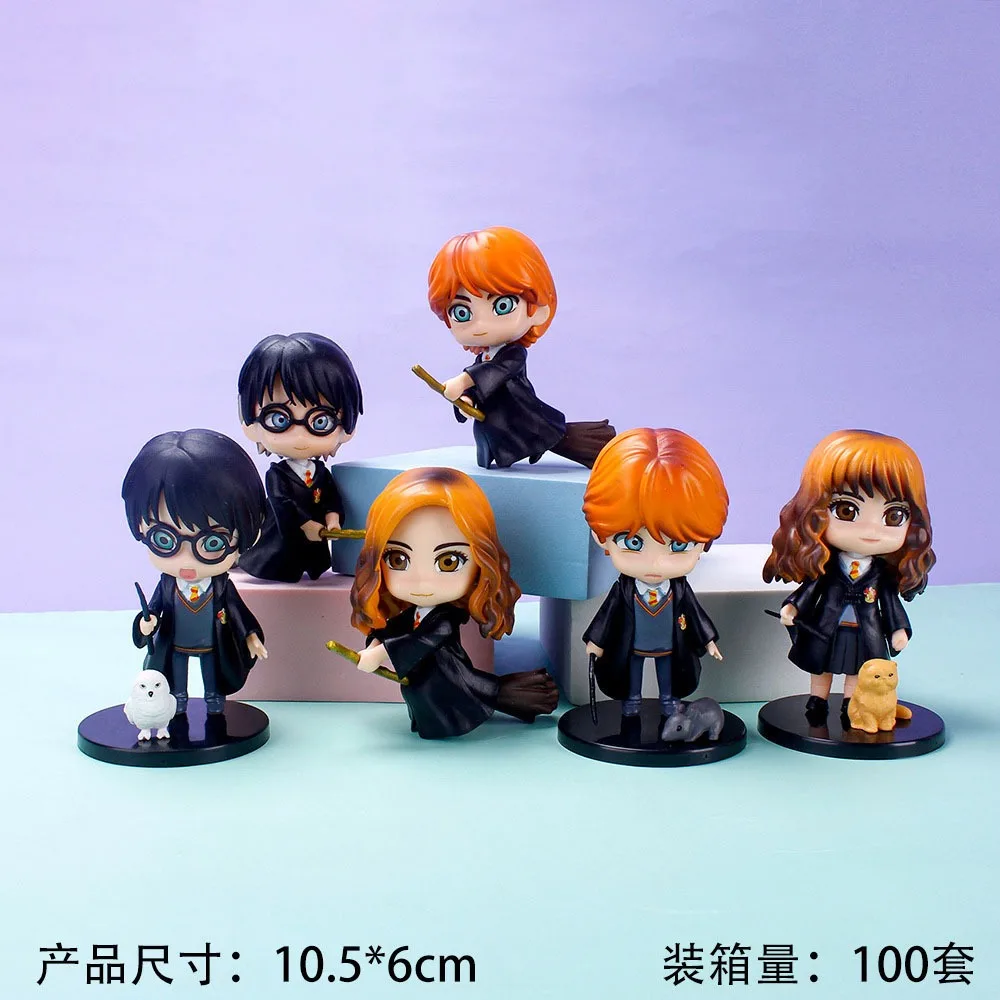 Muñecas de modelos de personajes en miniatura, adornos para escritorio. Nuevo personaje de Harry Potter, del universo mágico, Hermione, Ron y Malfoy, con varita, muñeca.