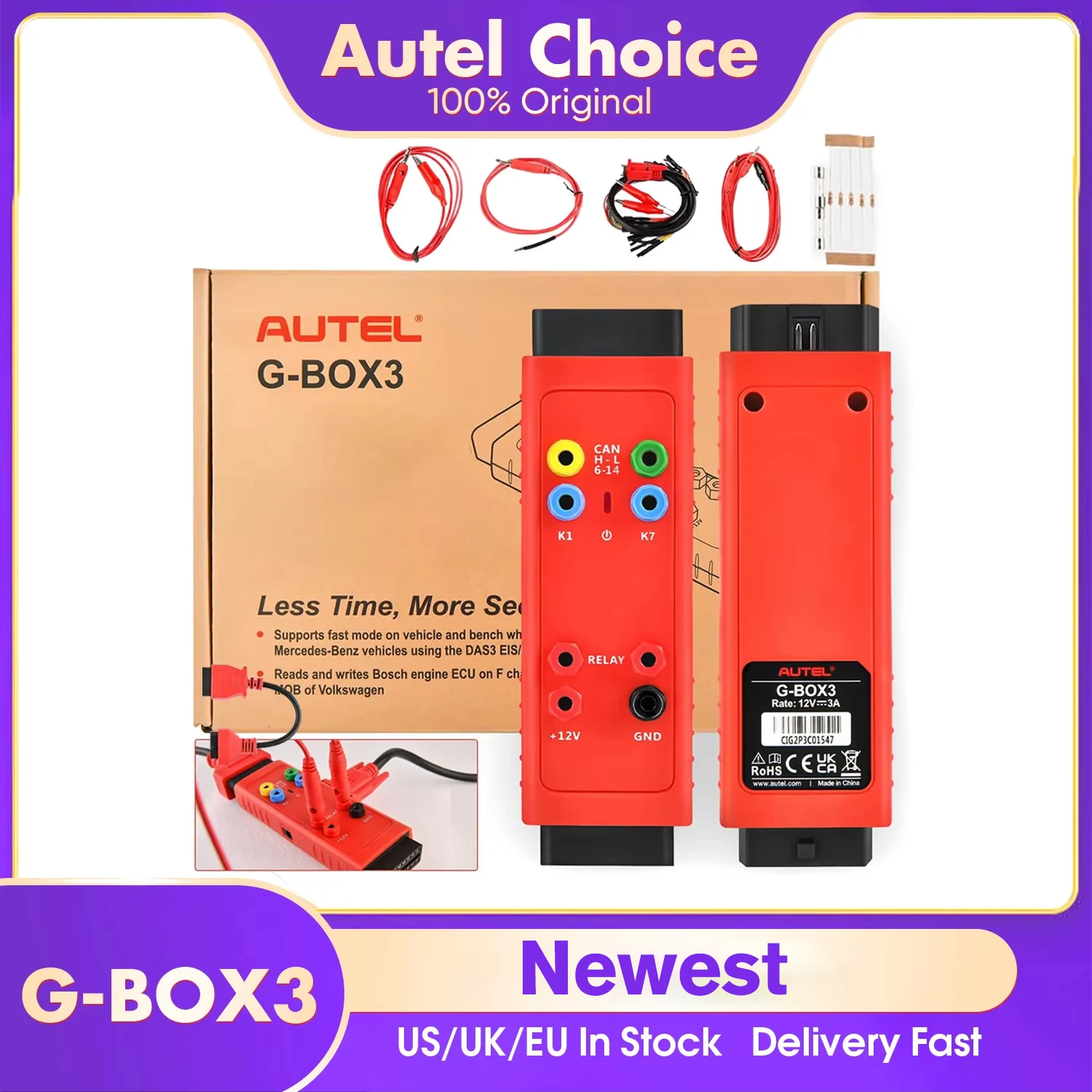 Autel GBOX3 Key Programming Tool G-BOX For Mercedes-Benz BMW Toyota 4A All Key Lost Work Key Programmer With KM100/ IM508/ IM608