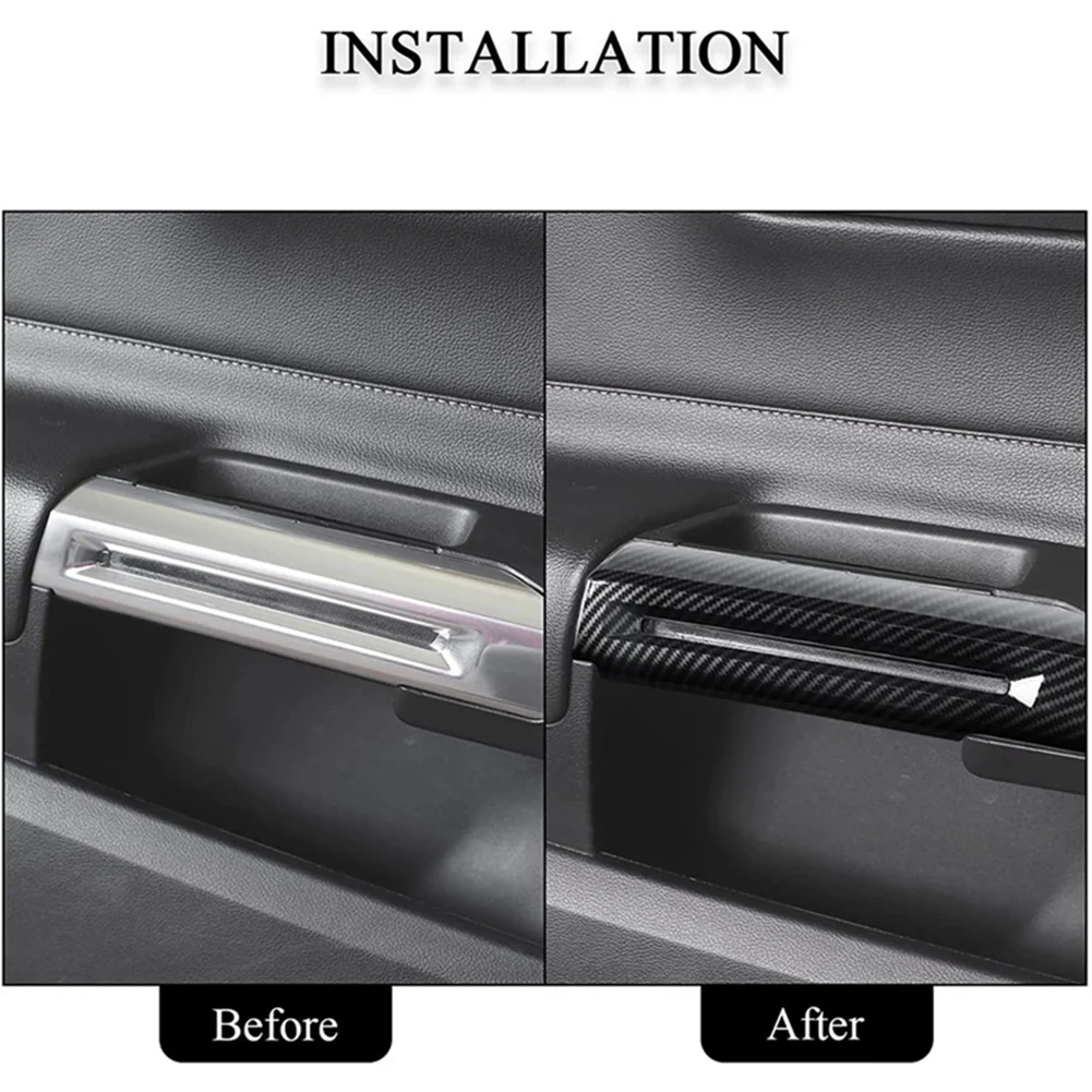 Inner Door Handle Trim Cover Trim Interior Decoration Accessories for Ford Mustang 2015-2021 ,ABS Carbon