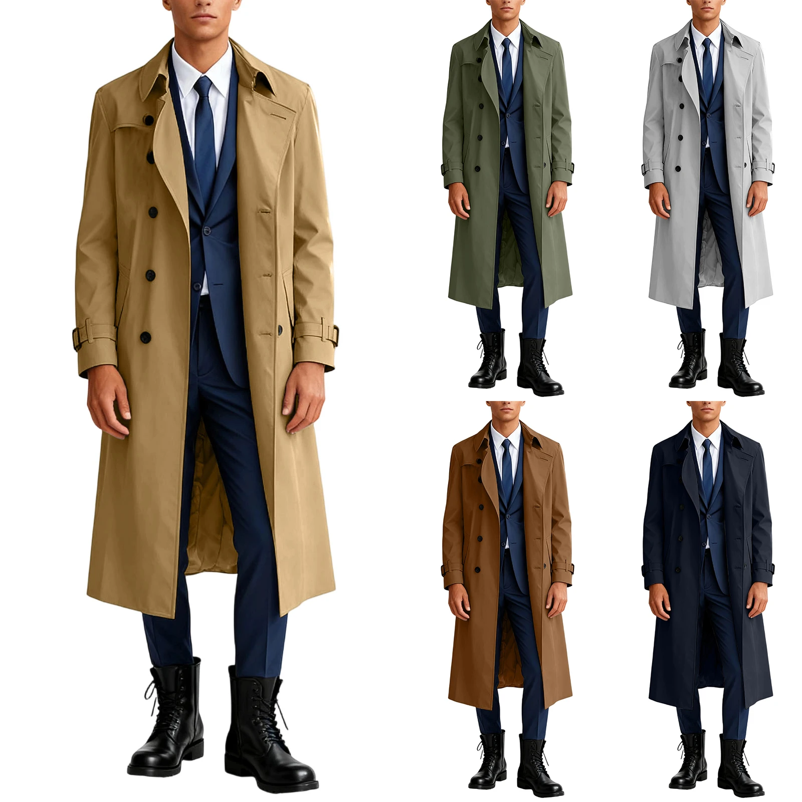 

Мужская ветровка большого размера для отдыха, осенне-зимний деловой плащ, мужское двубортное пальто с длинными рукавами, куртка