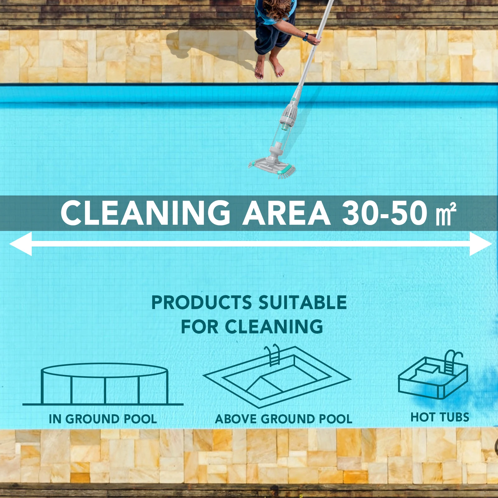 فرشاة التنظيف الكهربائيةBN30، فرشاة منزلقة أوتوماتيكية تعمل بالبطارية للمكنسة الكهربائية لحمام السباحة فوق الأرض