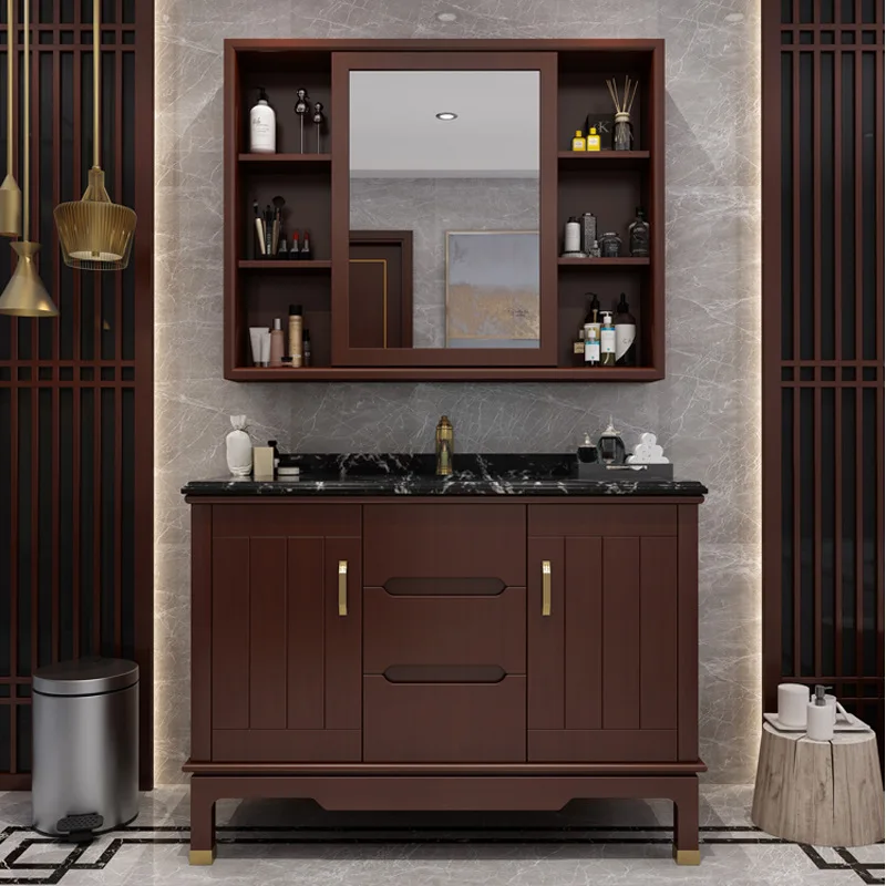 

Modern new Chinese bathroom cabinet, bathroom, oak solid wood floor-to-ceiling bathroom,combination