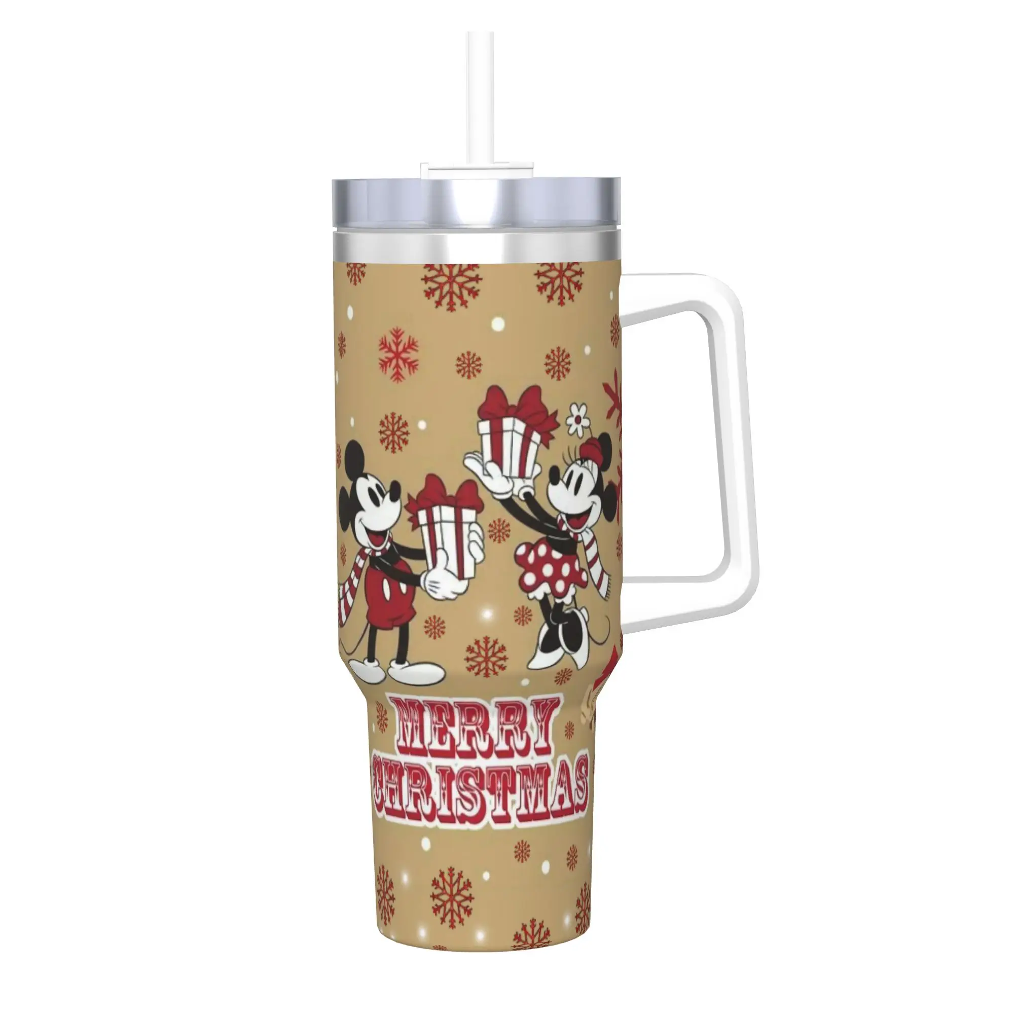 

Stainless Steel Tumbler Mickey Merry Christmas Thermal Cups Minnie Heat Preservation Cold and Hot Mugs Cup Travel Water Bottle