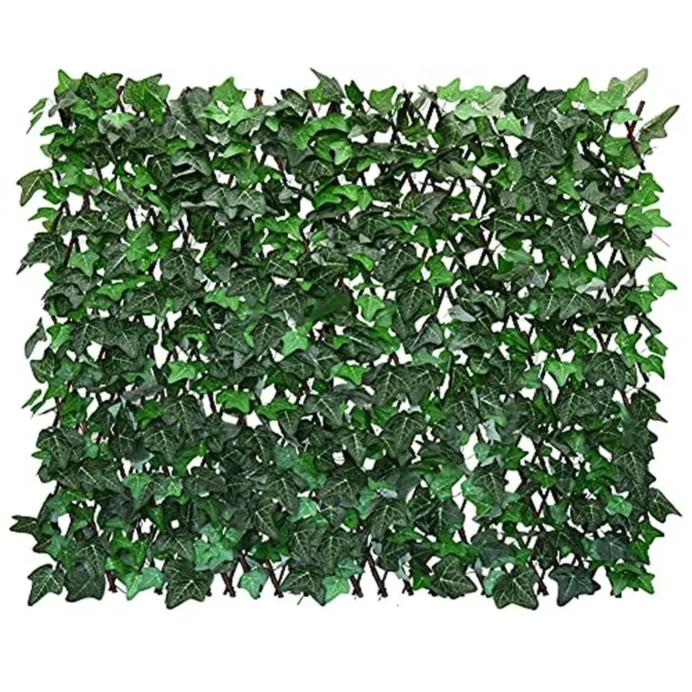 Outdoor Expandable Privacy Screen Fence Panel with Artificial Ivy Leaves Sunlight & Water Resistant Adjustable Size Easy