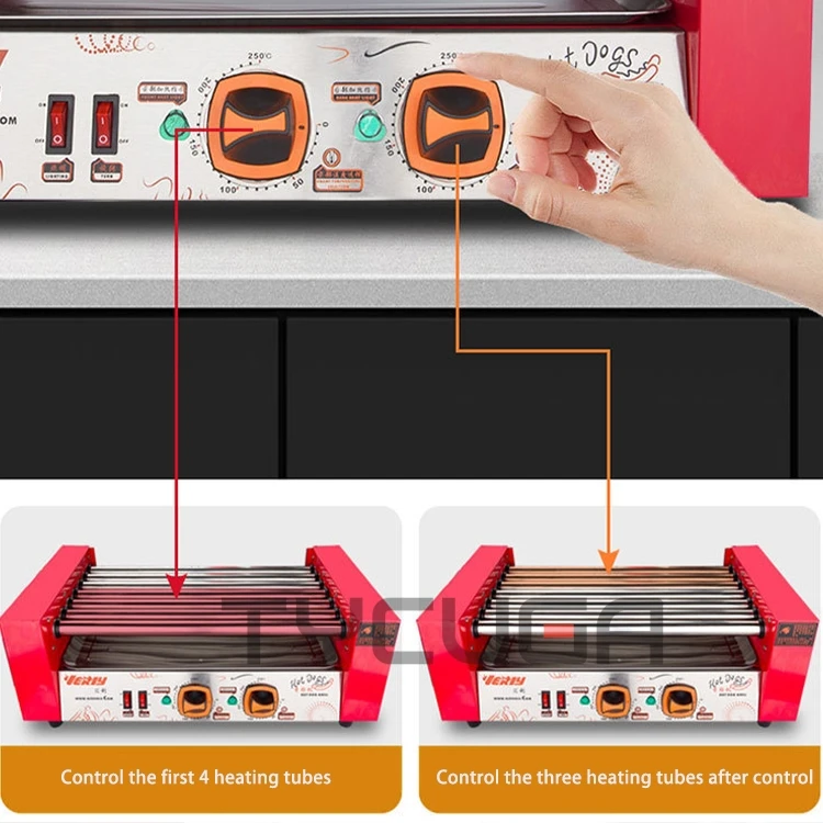 Автоматическая 5/7/9 трубок, машина для хот-догов, коммерческая машина для приготовления колбас для барбекю, шампуры, бездымный антипригарный гриль для барбекю, стейк