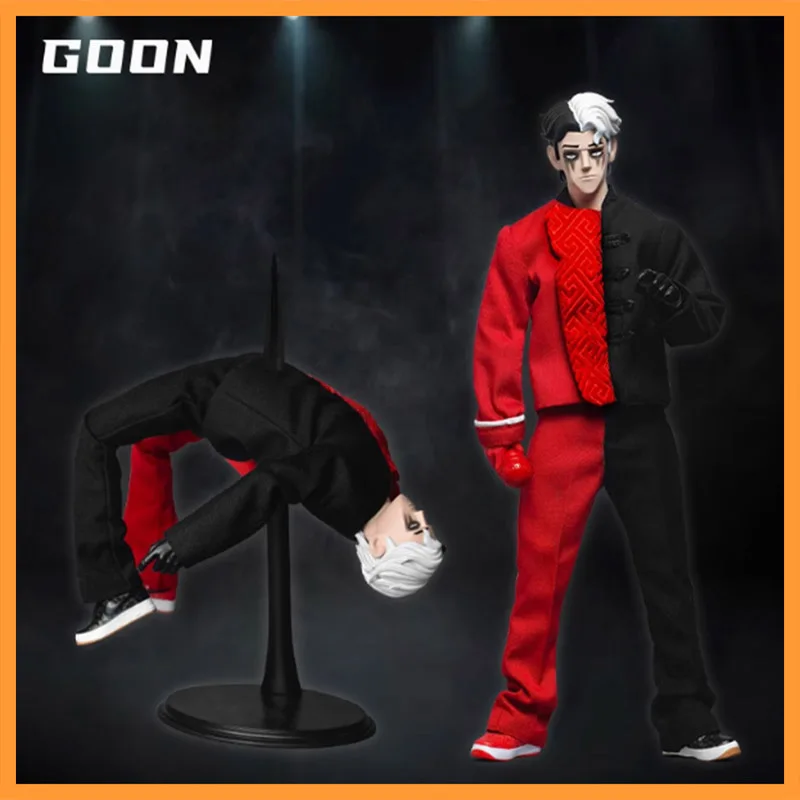 GOON 1/6 Scale Trendy Handsome Red Black Color Blocked Smoky Makeup Male Soldier Full Set  Fit 12inch Action Figure Model Toys