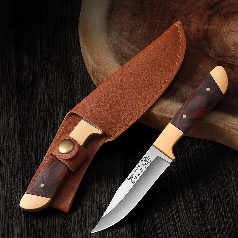 1PC mini portable fruit knife, sharp high-hardness meat knife with sheath, multi-purpose steak knife and BBQ knife