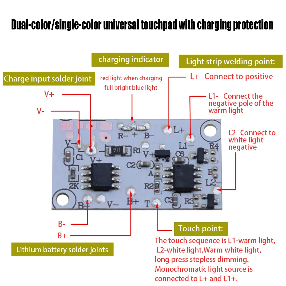 YUSIJIE-382 Touch control LED table lamp lighting module 3V 5V two lights DIY night light module stepless brightness adjustment