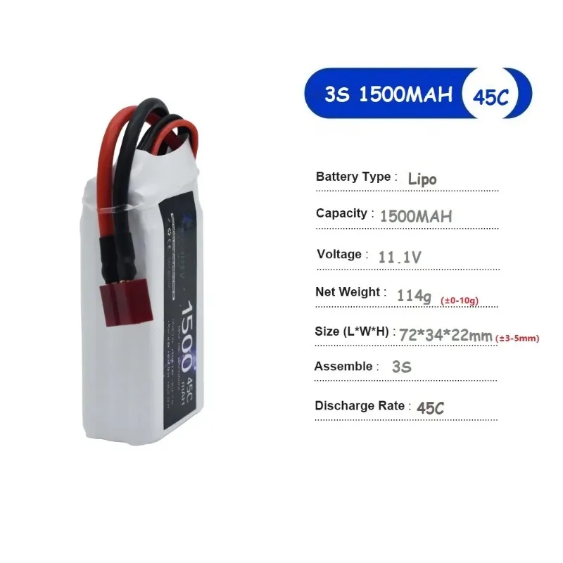 11.1V LiPo Battery 3S 1500mAh Deans T Connector XT60 For RC Car FPV Racing Drone remote control car helicopter