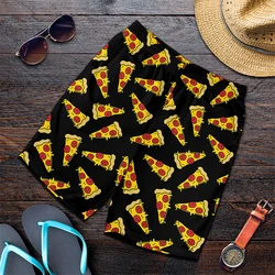 Funny Pizza Pattern Beach Shorts Men 3D Printing Pizza Board Shorts Swimsuit Summer Quick Drying Ice Shorts Sportwear GYM Shorts