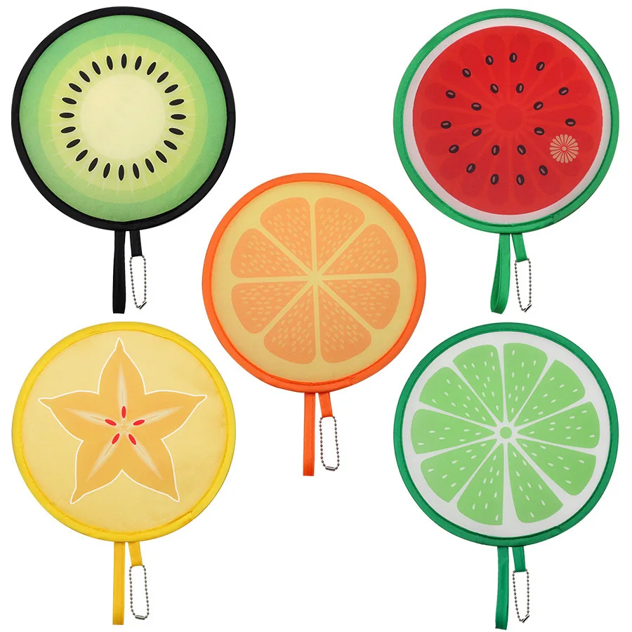 5Pcs/set Fruit Design Hand Fans Foldable Pocket Fan Summer Birthday Party Wedding Gifts for Guests Round Handheld Cooling Fan