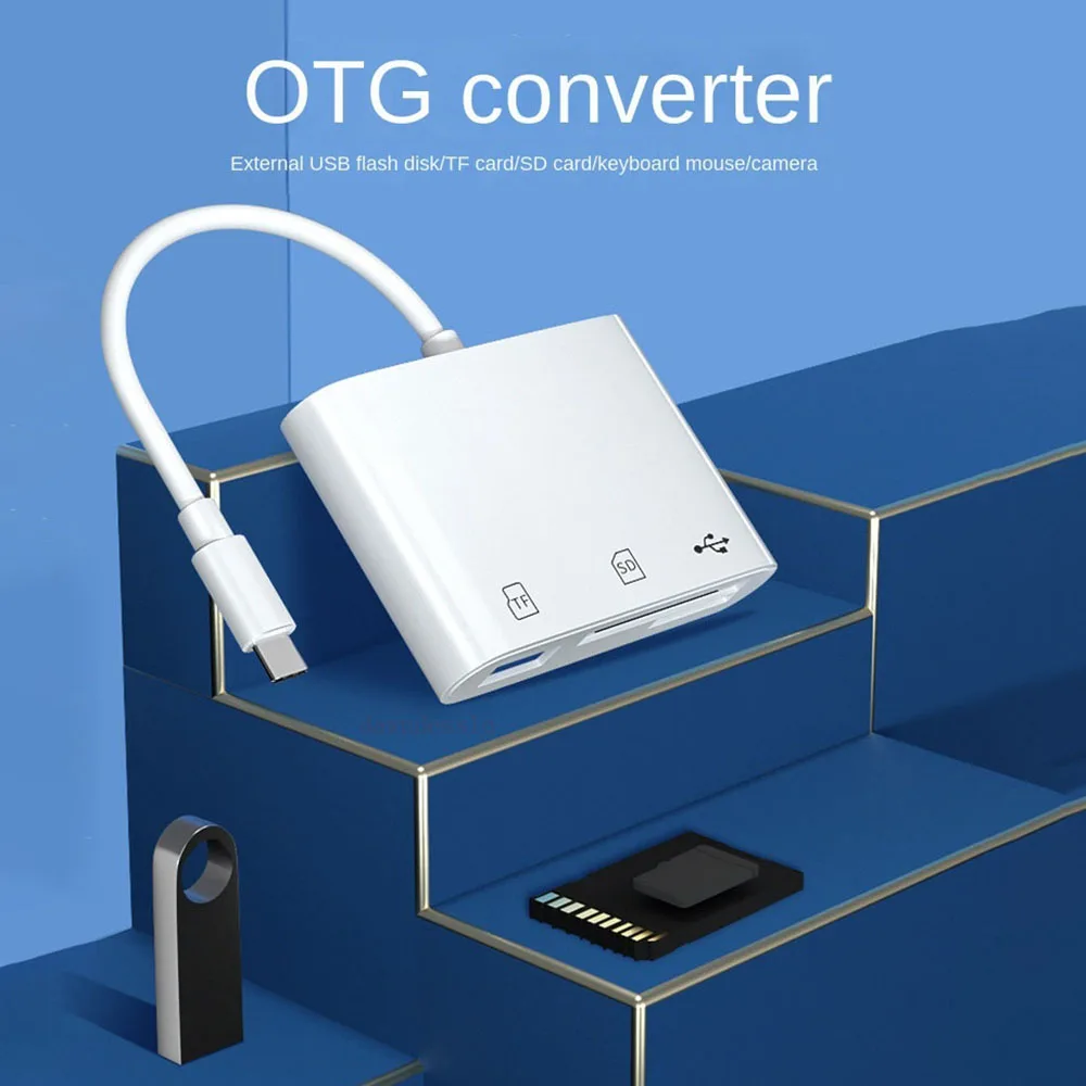 3 In 1 SD TF Card Reader USB C Converter For iPad Tablet Android OTG Adapter USB Type C to Smart Memory Card Reader Adapter