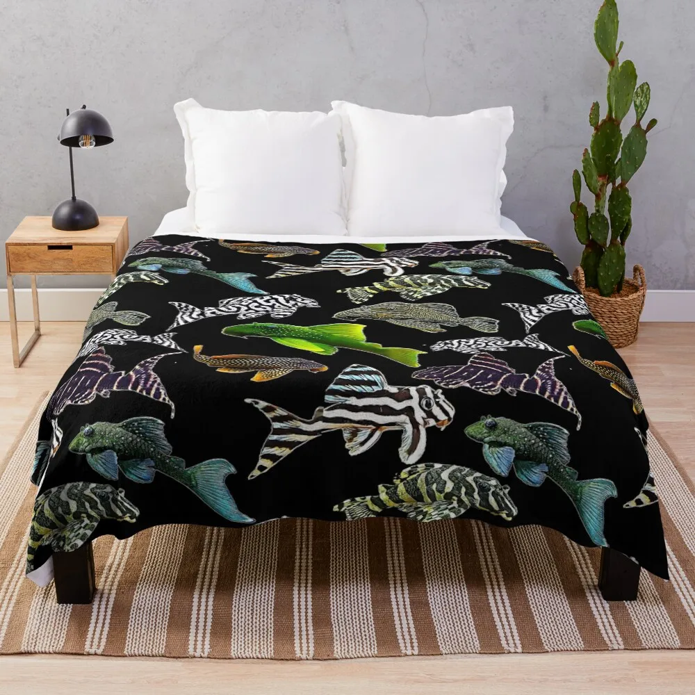 

Pleco Collage Dark Throw Blanket