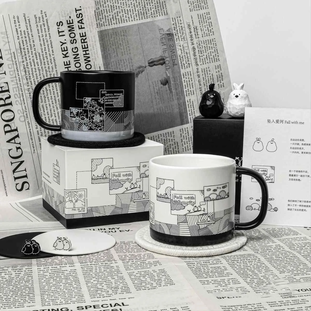 

Ceramic Mug, Couple Water Cup, Coffee Cup, Office Teacup, Large Capacity Pair Cup