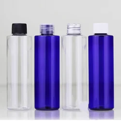 30ml 100ml puste jasne/niebieski/bursztynowy Cylinder plastikowe butelki butelki dla zwierząt ze srebrnymi/złotymi aluminiowymi kapslami