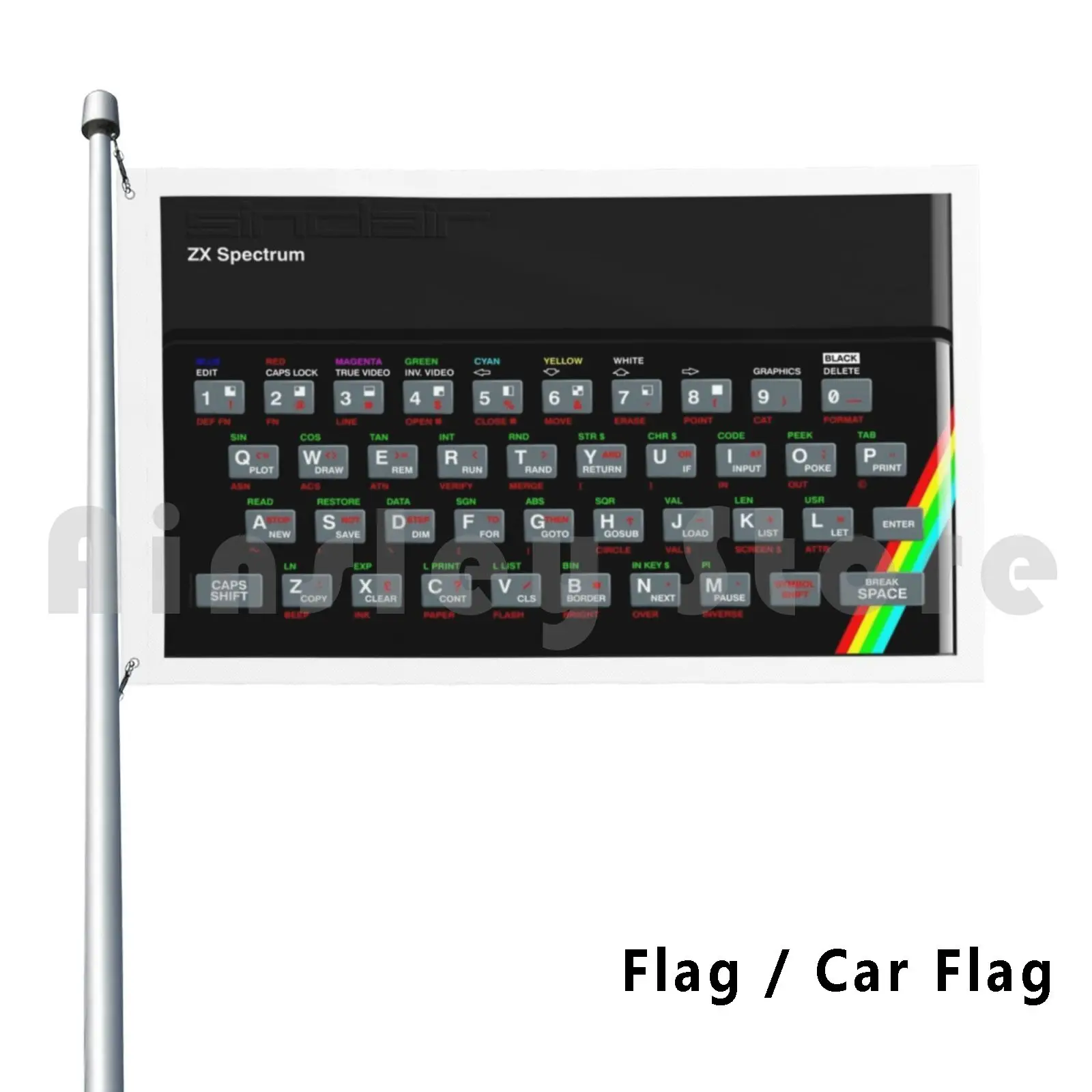 Zx Spectrum Flag Car Flag Funny Zx Spectrum Personal Computer Geek 80s Nerd Freak