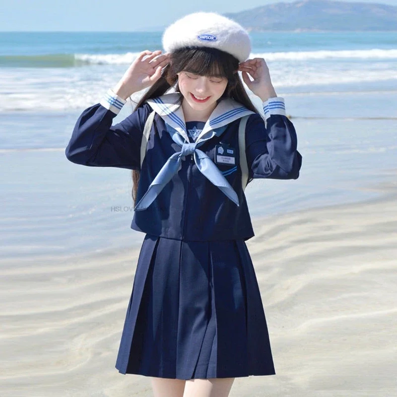زي مدرسي ياباني للفتيات طقم زي بناتي أصلي على الطراز الياباني تنورة بحار زي يومي للطلاب