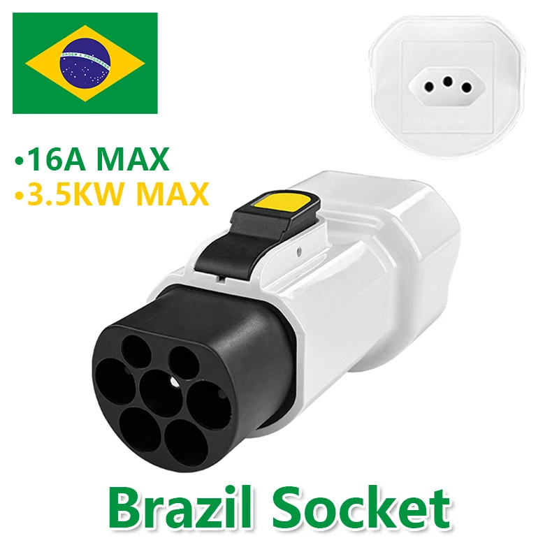 EVqiaoyi 220V Type 2 mannelijke stekker naar Schuko-aansluiting, EV-auto-accessoiresconnector voor Type2-laadstations, oplaadscooters
