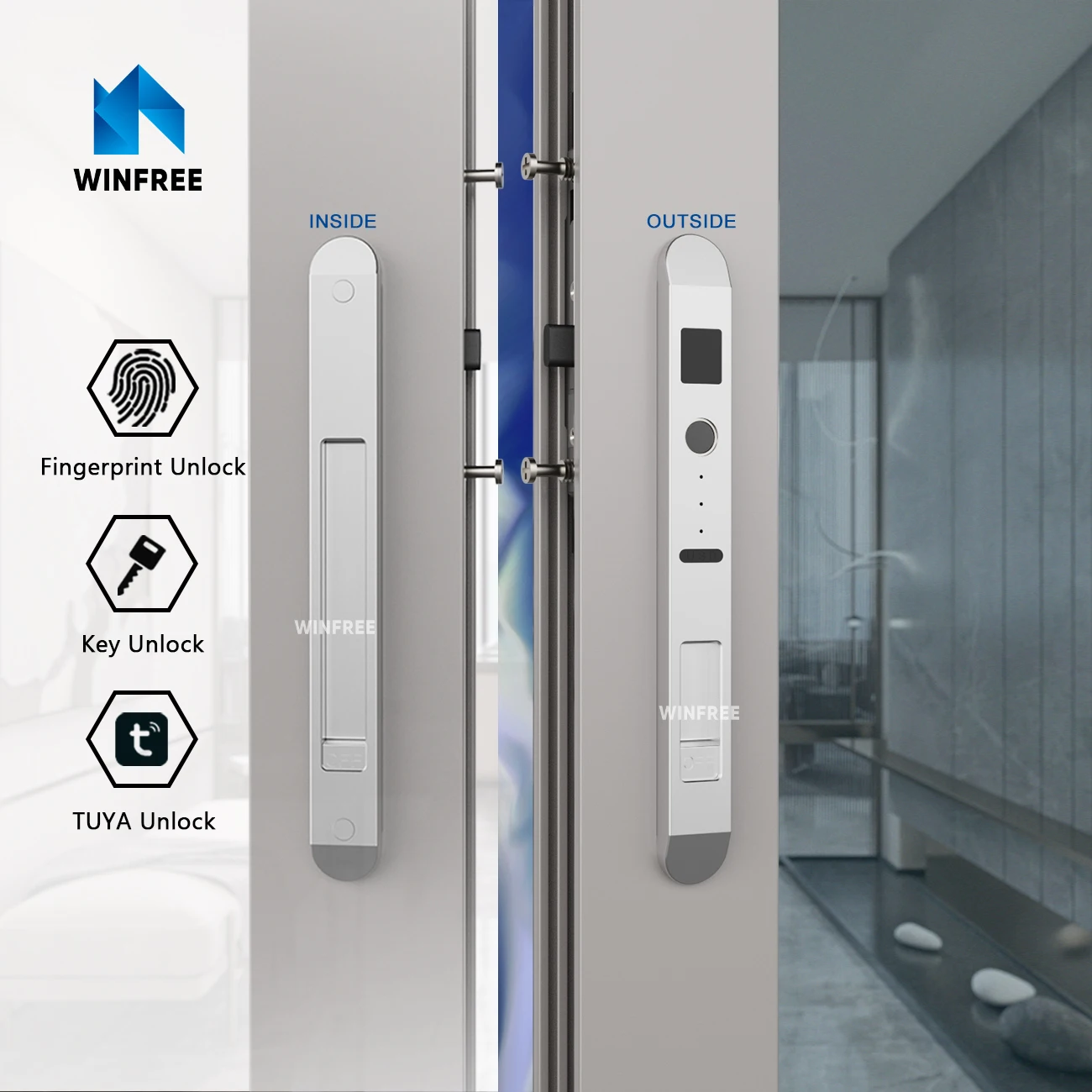 

Sliding Door Smart Lock Fingerprint Lock Tuya Smart Security Protection Wooden Aluminum Door