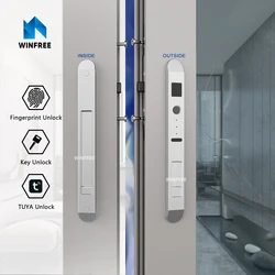 Sliding Door Smart Lock Fingerprint Lock Tuya Smart Security Protection Wooden Aluminum Door