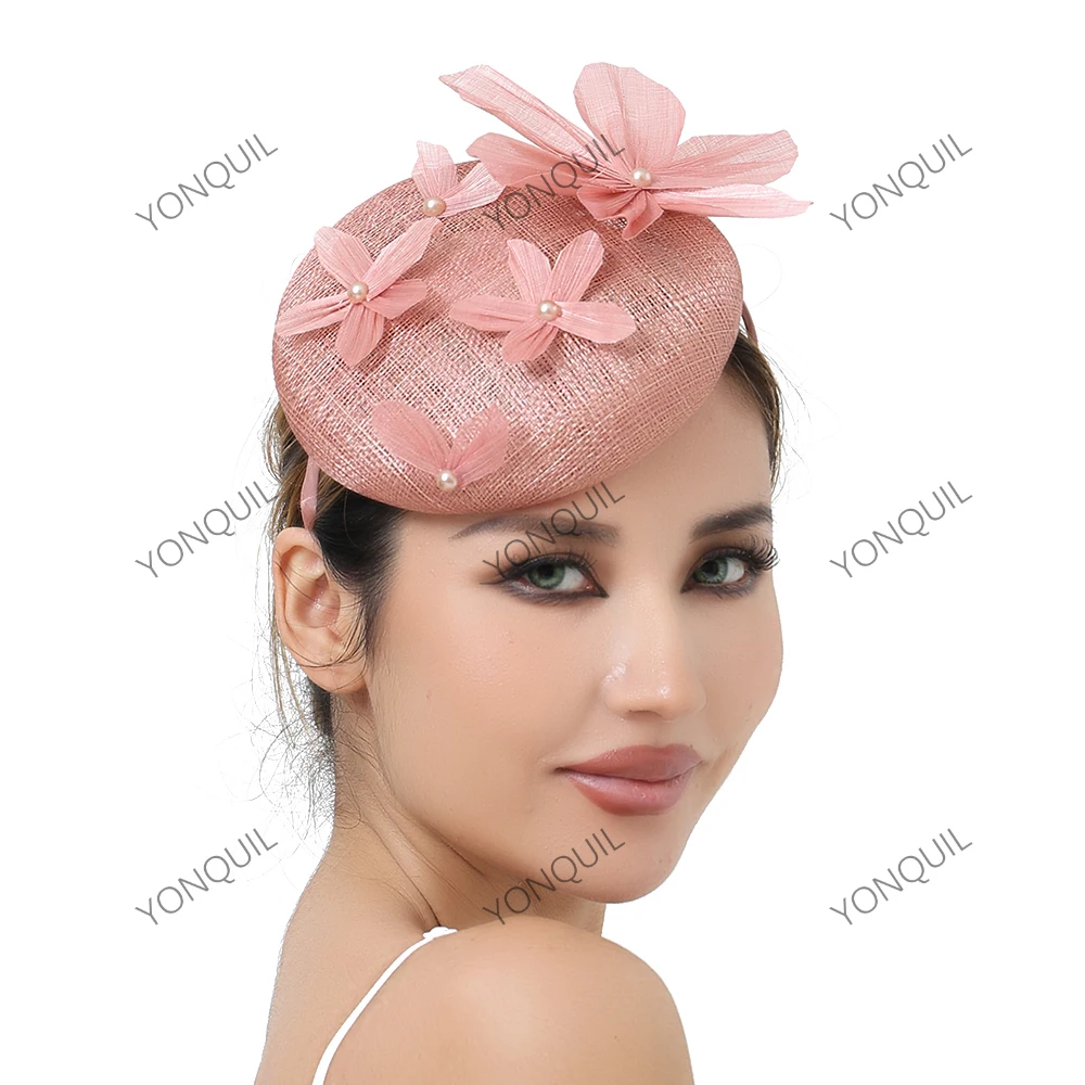 

15cm Silk-Linen Flower Decorated Headwear Fascinator Base Hat Accessory Suitable For Various Occasions Pillox Hat Wedding Bridal
