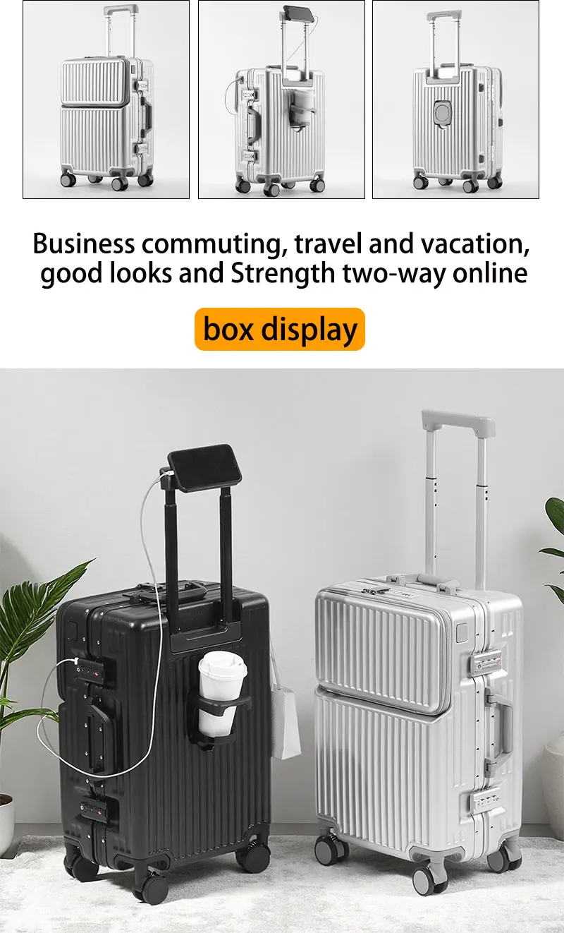 BunnyFly Trolley Case With Wheels Boarding Box 20/24 inch Travel Suitcase Large Size Luggage Men Carry-On Luggage Laptop Bag