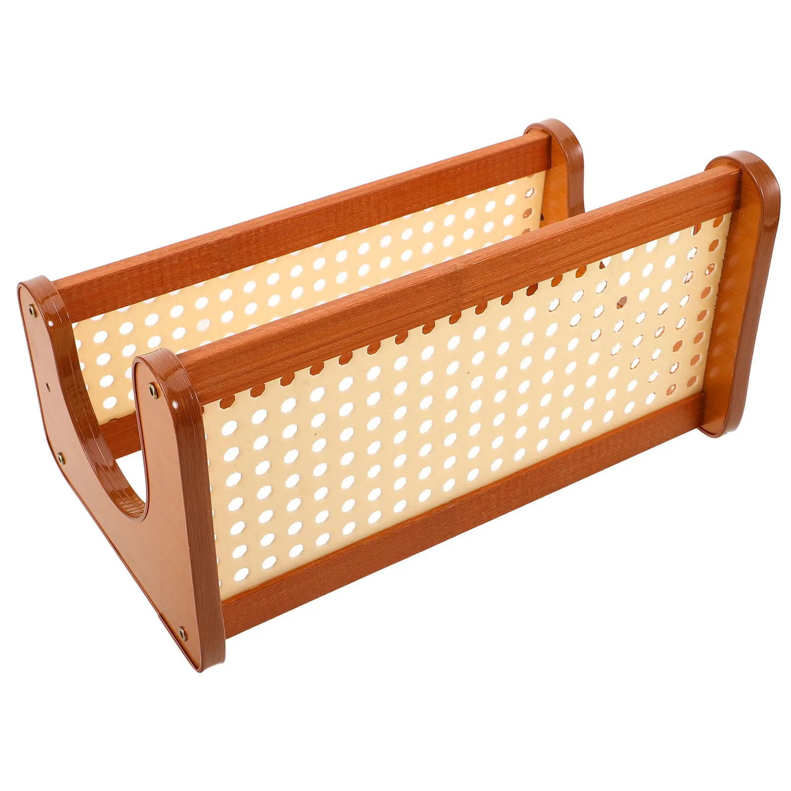 Two Tier Desktop Organizer Rack Rustic Wood Office Desk Shelf Storage Rack Kitchen Counter Spice Holder Multi Layer Storage