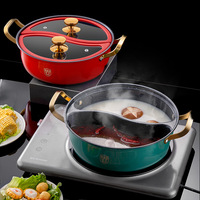 304 Stainless Steel Double-flavor Hot Pot with Lid Thickened Double Ear Soup Pot Household Induction Cooker Double Flavor HotPot
