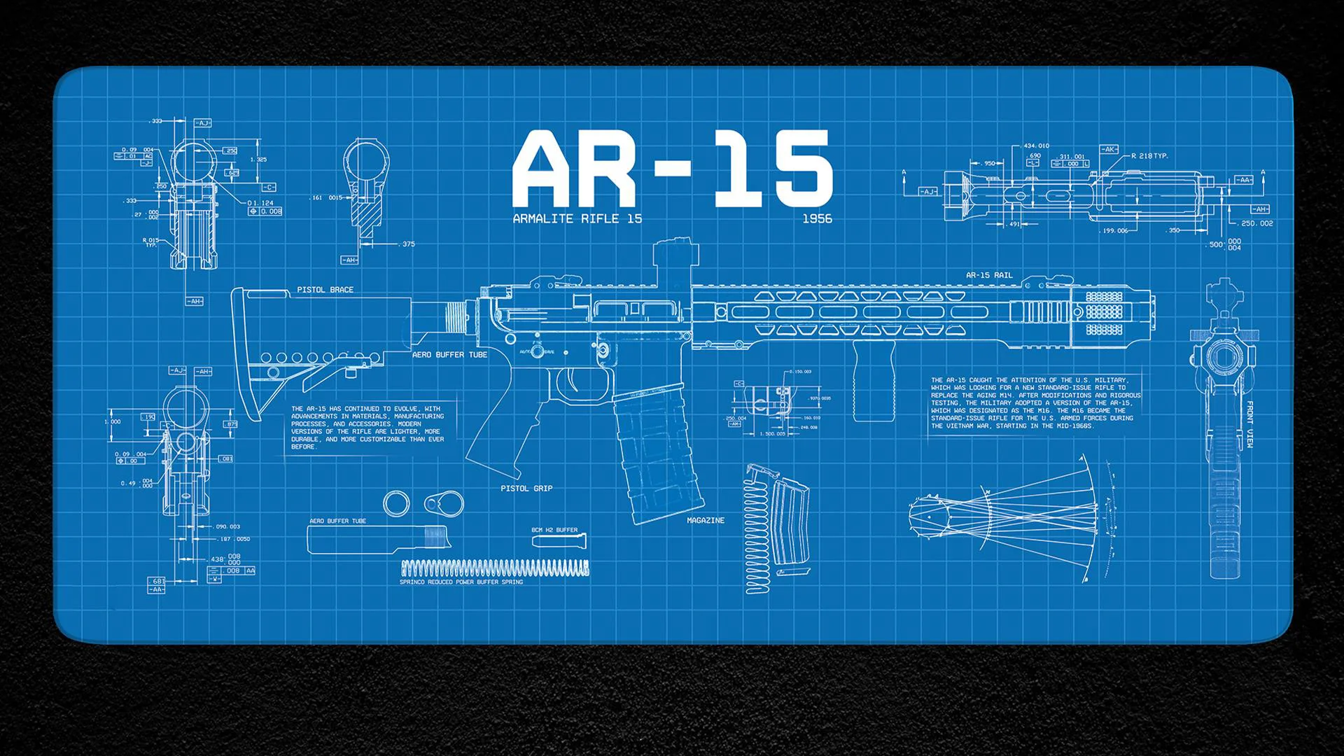 

Blue Mouse Pad, Blue Gun Desk Mat, Gaming Mat, Desktop Office Gaming Accessory, Keyboard Mat, Mouse Pad, Gamer Rug Mousepad