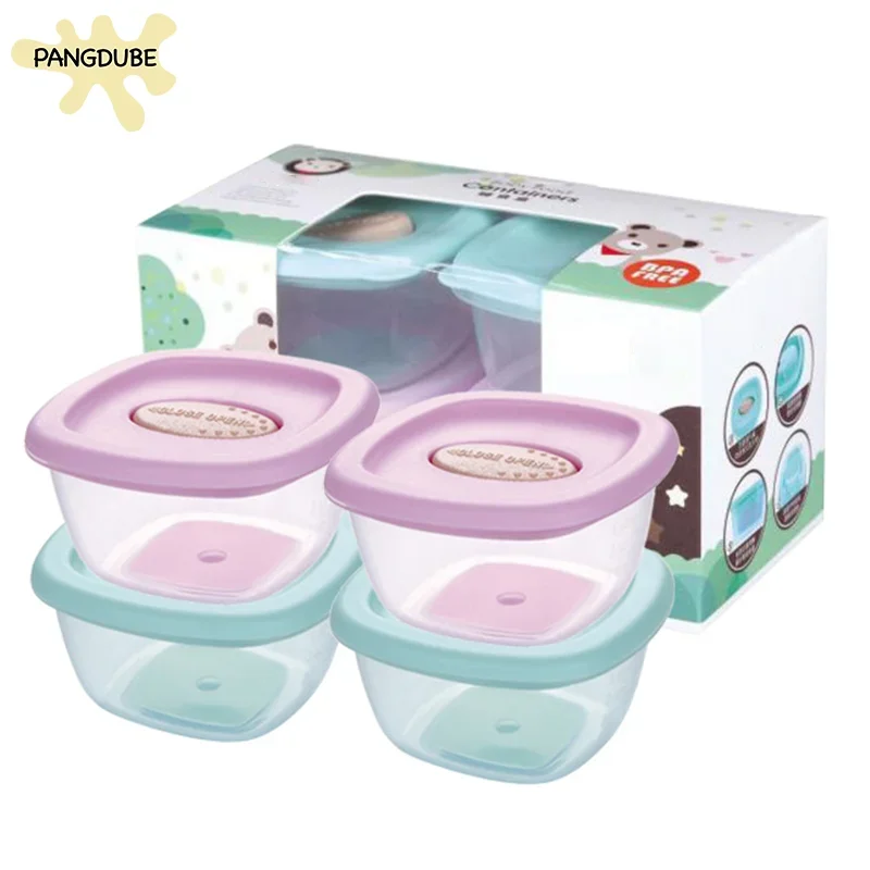 

PANGDUBE 4 шт./компл., коробка для хранения детского питания, коробка для закусок, полипропиленовый контейнер для детского прикорма, микроволновая печь и морозильник, аксессуары для детского питания