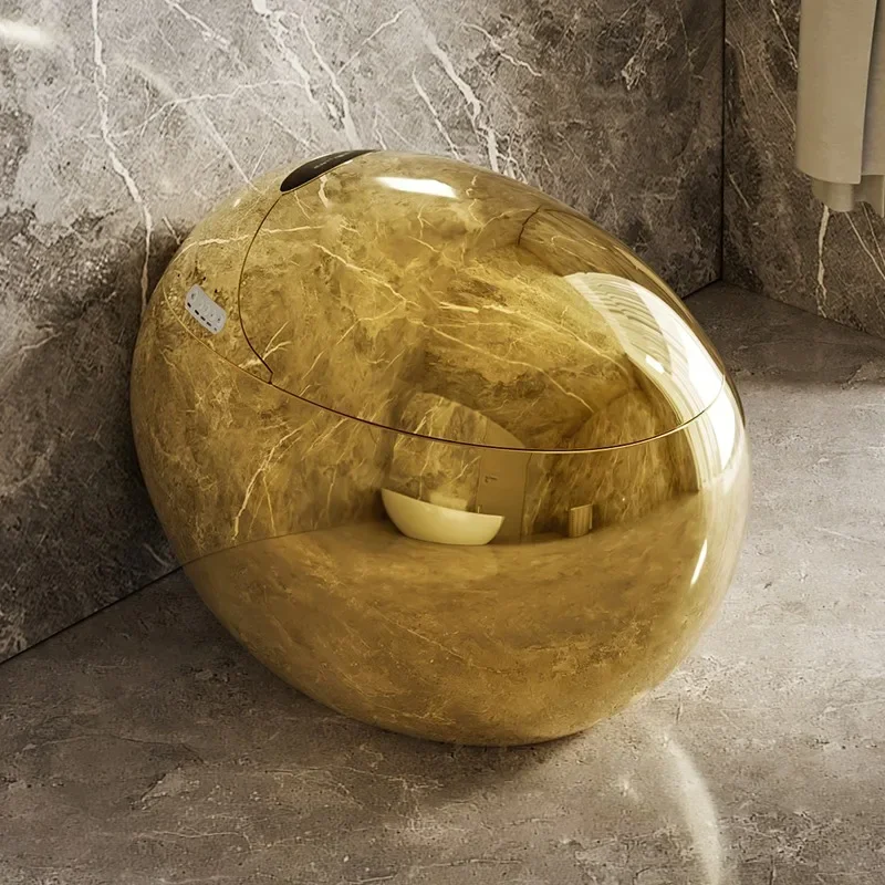Luxury Intelligent Water Closet  Bathroom Smart Wc Commode Automatic    Shape Gold Ceramic Color  Toilet Bidet Seat Cover