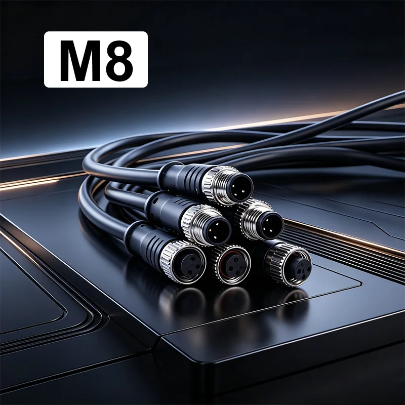 M8 3 4 6 8 Pin Shield Sensor Connector Cable Straight/Elbow Head Male Female Aviation Plug 0.5-5M m8 Injection Molding Line IP67