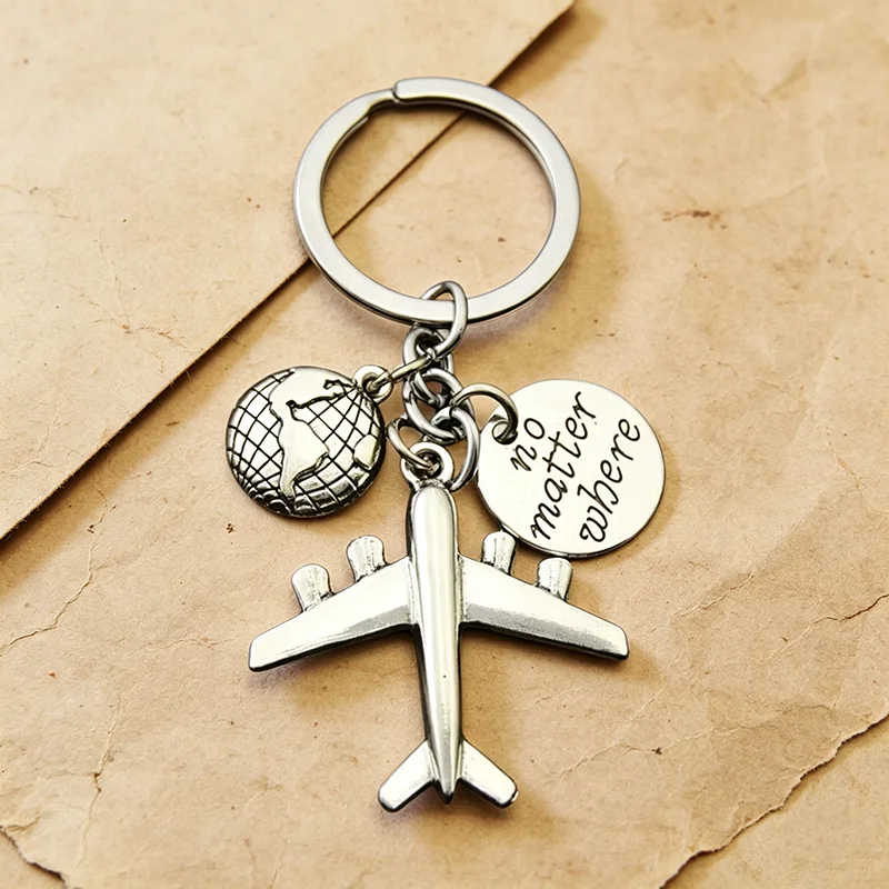 Travel Lover Pendant Airplane Globe Keychain Long Distance Friendship Gift Going Away Farewell Luggage Tag Study Abroad Set