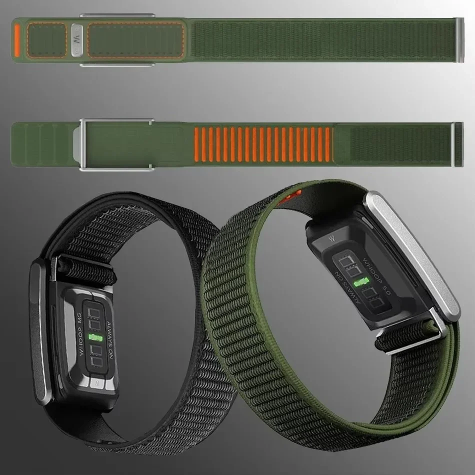 Nylon Silicone Composite Hook and Loop Replacement Band For WHOOP 5.0 MG Navigator Sport Strap Waterproof Adjustable