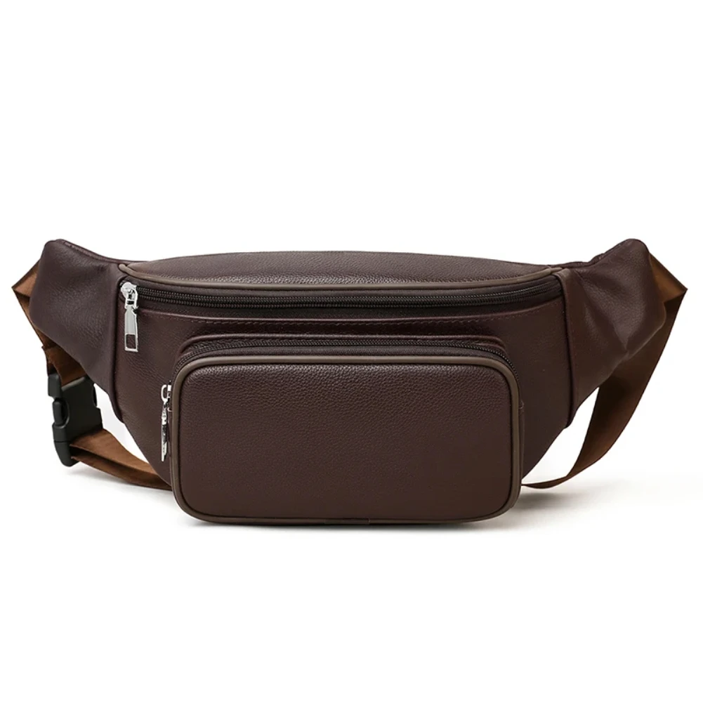 100% Genuine Leather Men's Waist Bag Mini Travel Fanny Chest Pack Cowhide Belt Bag Male Small Waist Bag For Phone Pouch