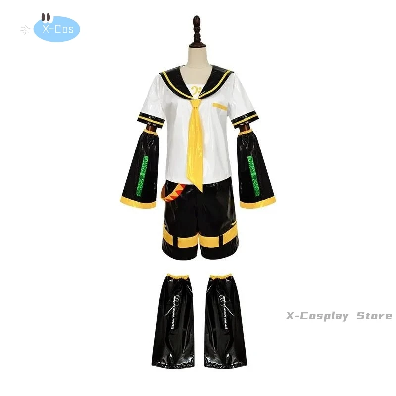 Fantasia de Cosplay de Kagamine Len e Rin, Uniforme com Mangas e Leggings, Headwear para Comic Con, Roupas
