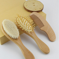 Natural Wooden Newborn Boys Girls Baby Soft Wool Hair Brush Head Comb Infant Head Massager Portable Bath Brush Comb For Kids