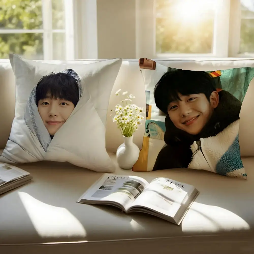 Romantic Actor Jung Hae-in Cushion Cover Pillowcase Anti-dustmite Invisible Zipper Short Plush Sofa Cushion
