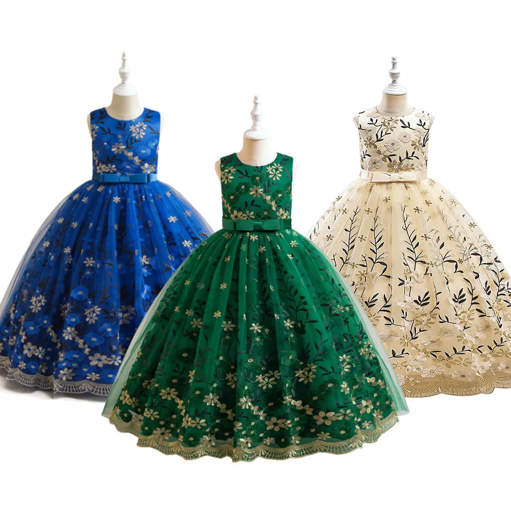 Flower Girl Christmas Dress Children Long Bridesmaids Party Princess Dresses for Kids Pageant Evening Birthday Gown Vestido