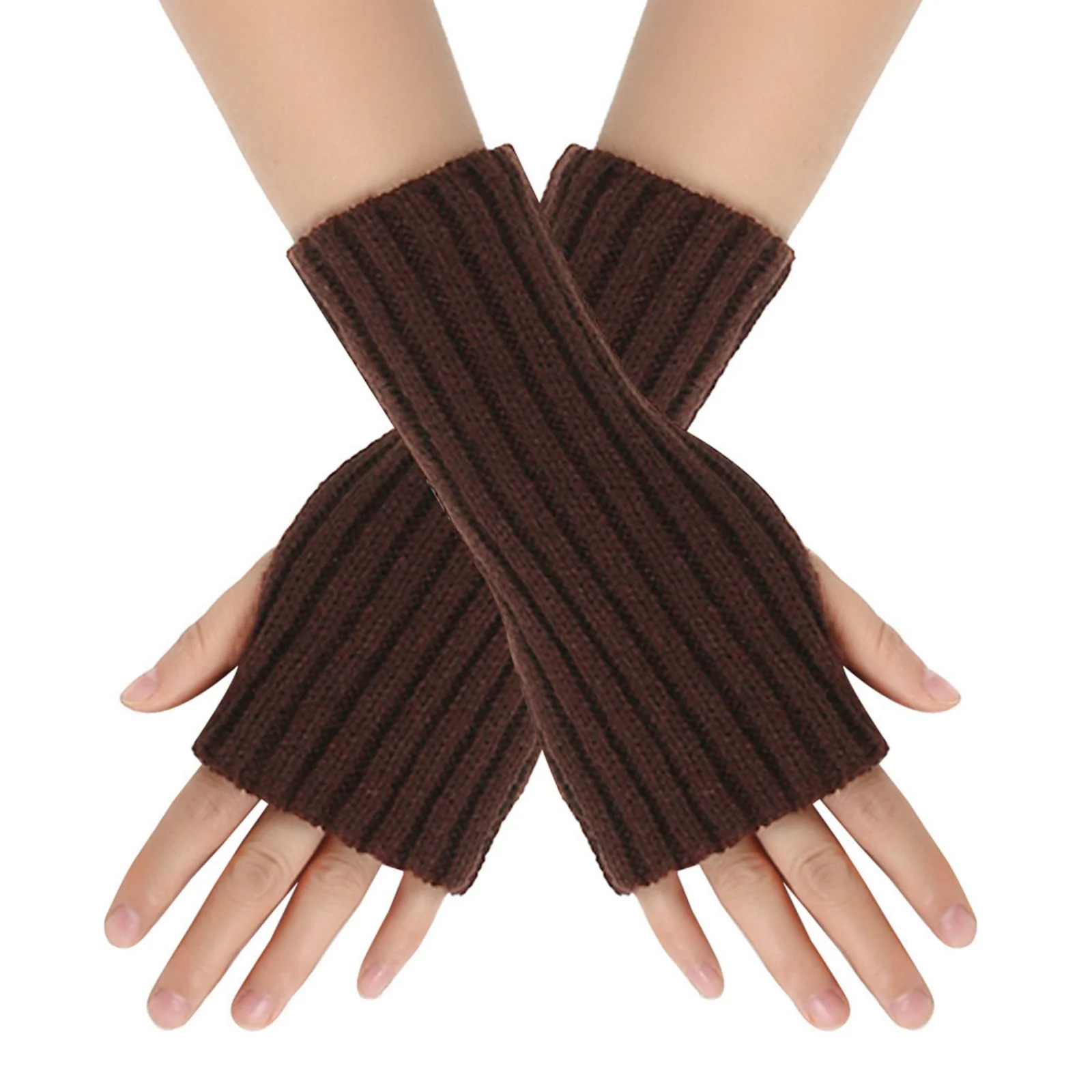 أزياء المرأة قفازات محبوكة بلون أصابع قفازات شتاء دافئ سيدة أسلوب بسيط قفازات زي الملحقات #5