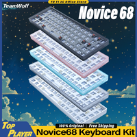 TeamWolf Novice68 Keyboard Kit Customized Hot Swappable AAA Battery White Backlit 1K Polling Rate 2.4G BT Wireless 68% Layout