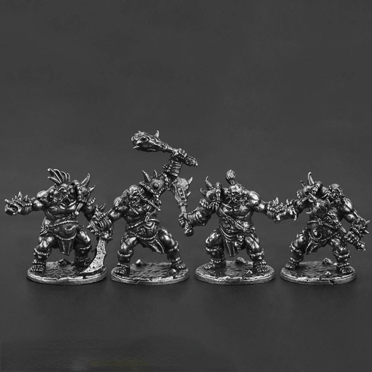 White Copper Warcraft Ogres Soliders Figurines Miniatures Vintage Metal Action Figures Model Statue Desktop Ornaments Gifts Toys