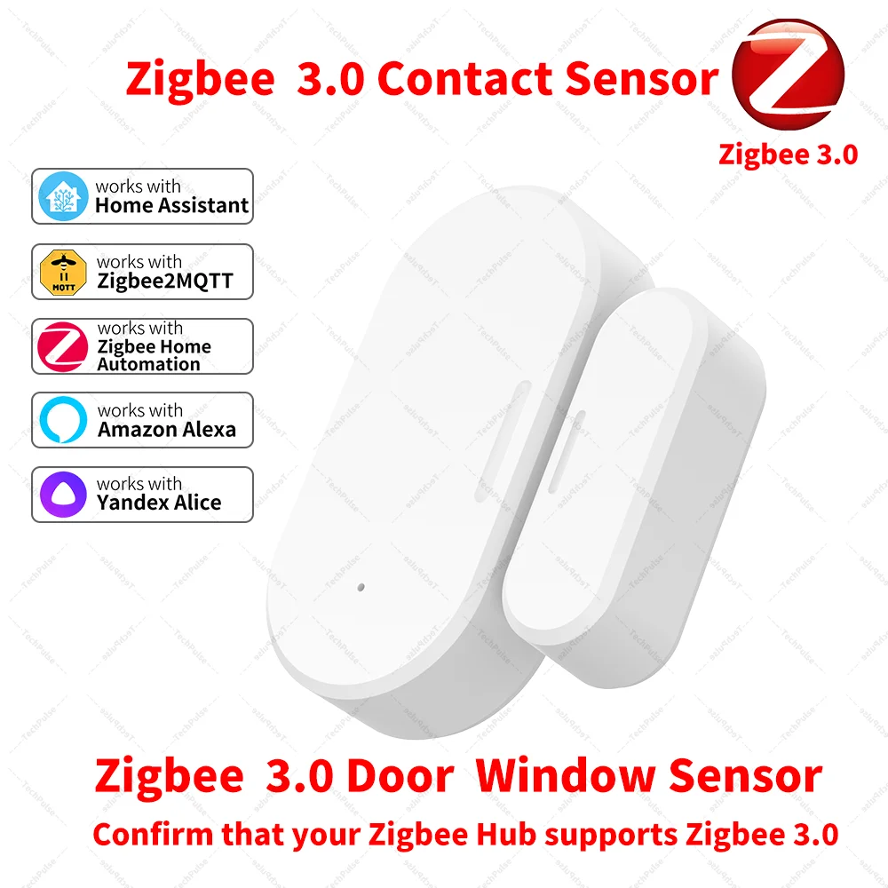 Zigbee 3.0 Door Window Sensor UZ-5D Compatible with SmartLife Work With Yandex Alexa Zigbee2MQTT ZHA HomeAssistant