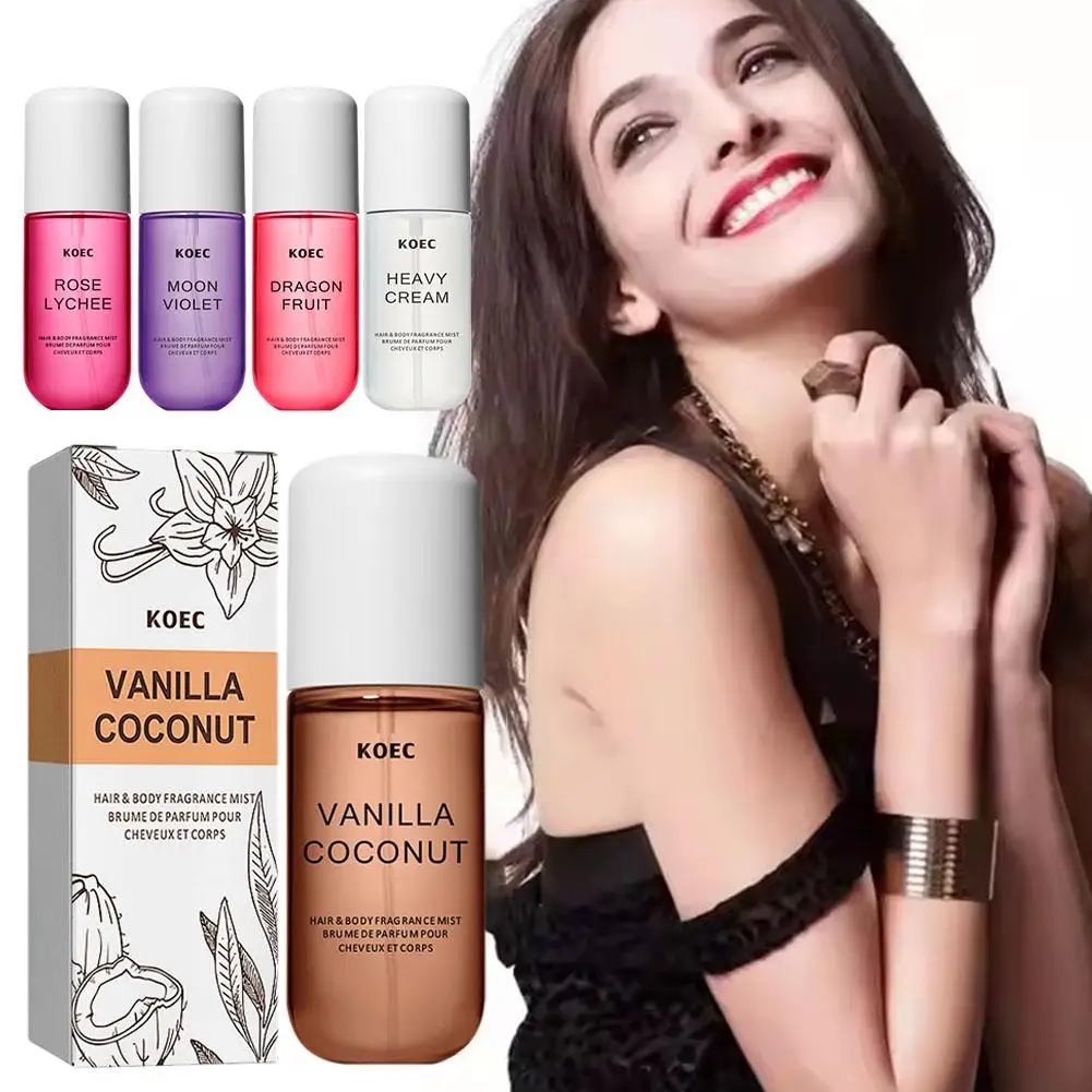 50ml Vanilla Fruity trwały orzech do pielęgnacji ciała w sprayu nawilżający i nawilżający kokosowy miękki spray do pielęgnacji włosów produkty do pielęgnacji ciała