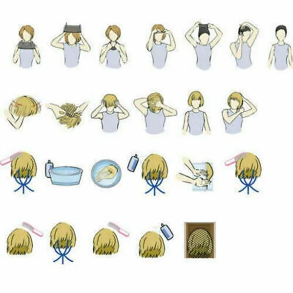 Moda marrom loiro curto peruca ondulada natural